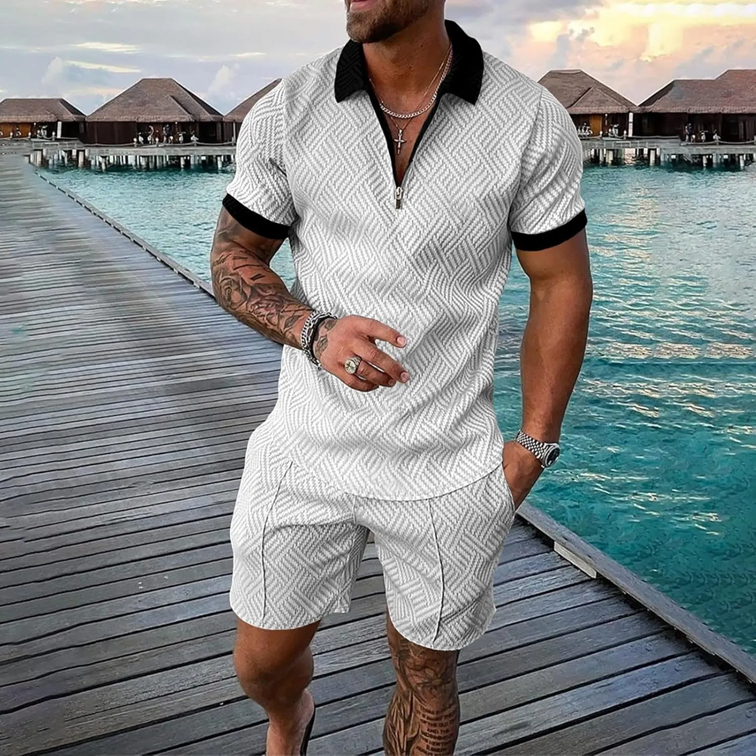Mens Short Sets 2 Piece Outfits Summer Matching Shirt And Shorts Set Two Piece Outfits Sets Casual Vacation Outfit