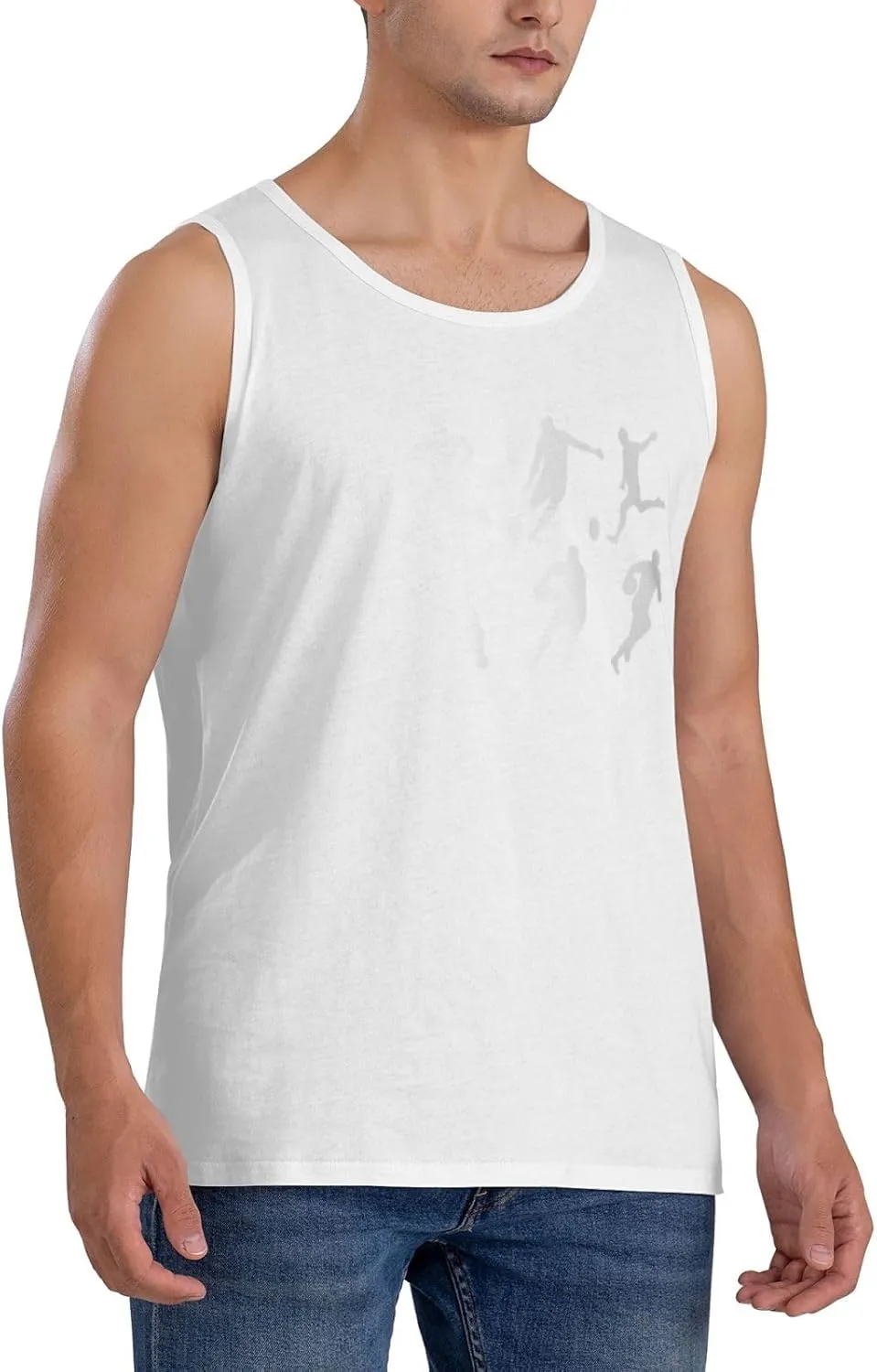 Men's Tank Top Sleeveless Tees Football Silhouetted Quick Dry Sport Shirts Muscle Workout Gym Beach T-Shirts