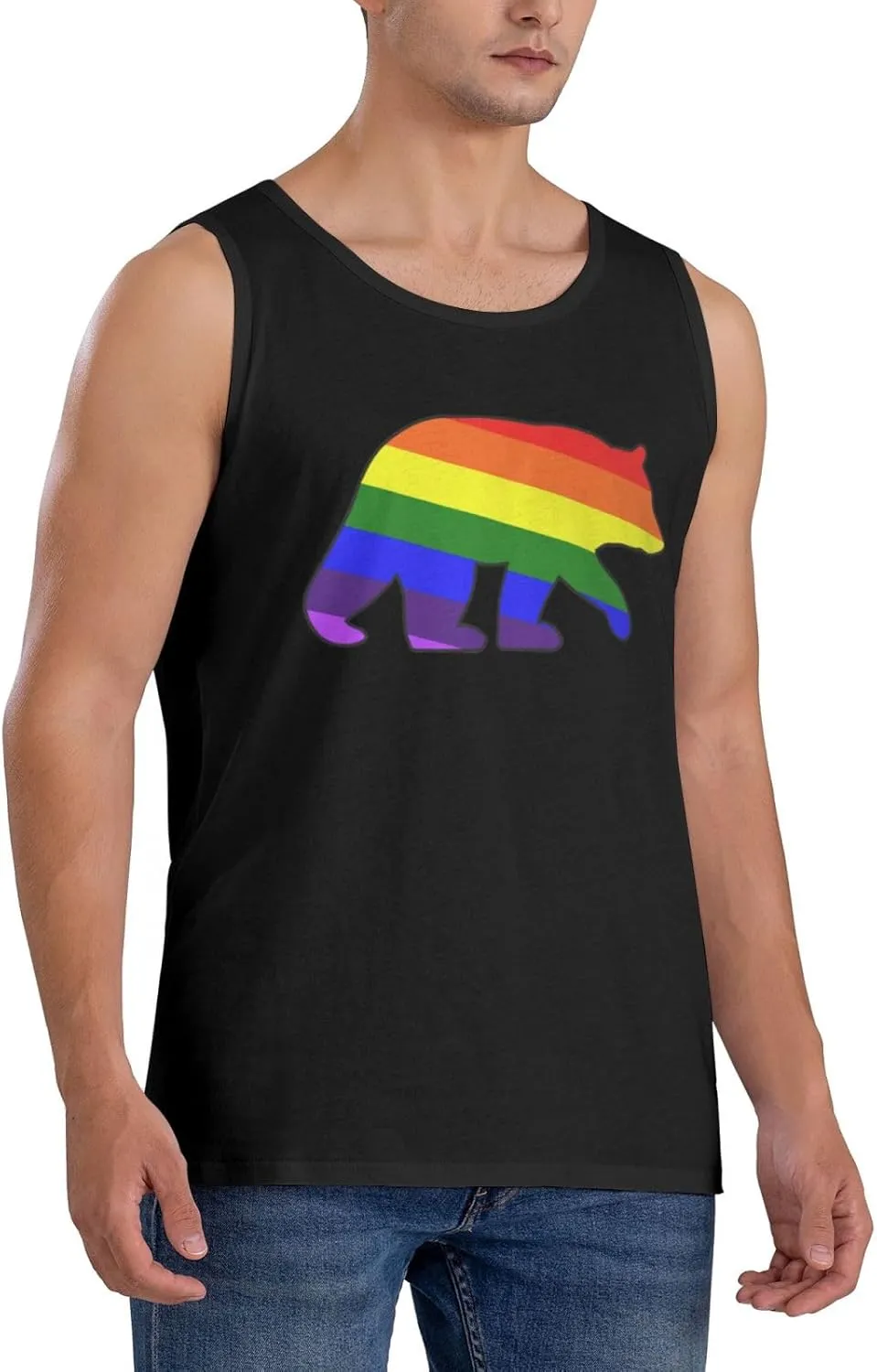 Men's Tank Top Sleeveless Tees Gay Bear Quick Dry Sport Shirts Muscle Workout Gym Beach T-Shirts