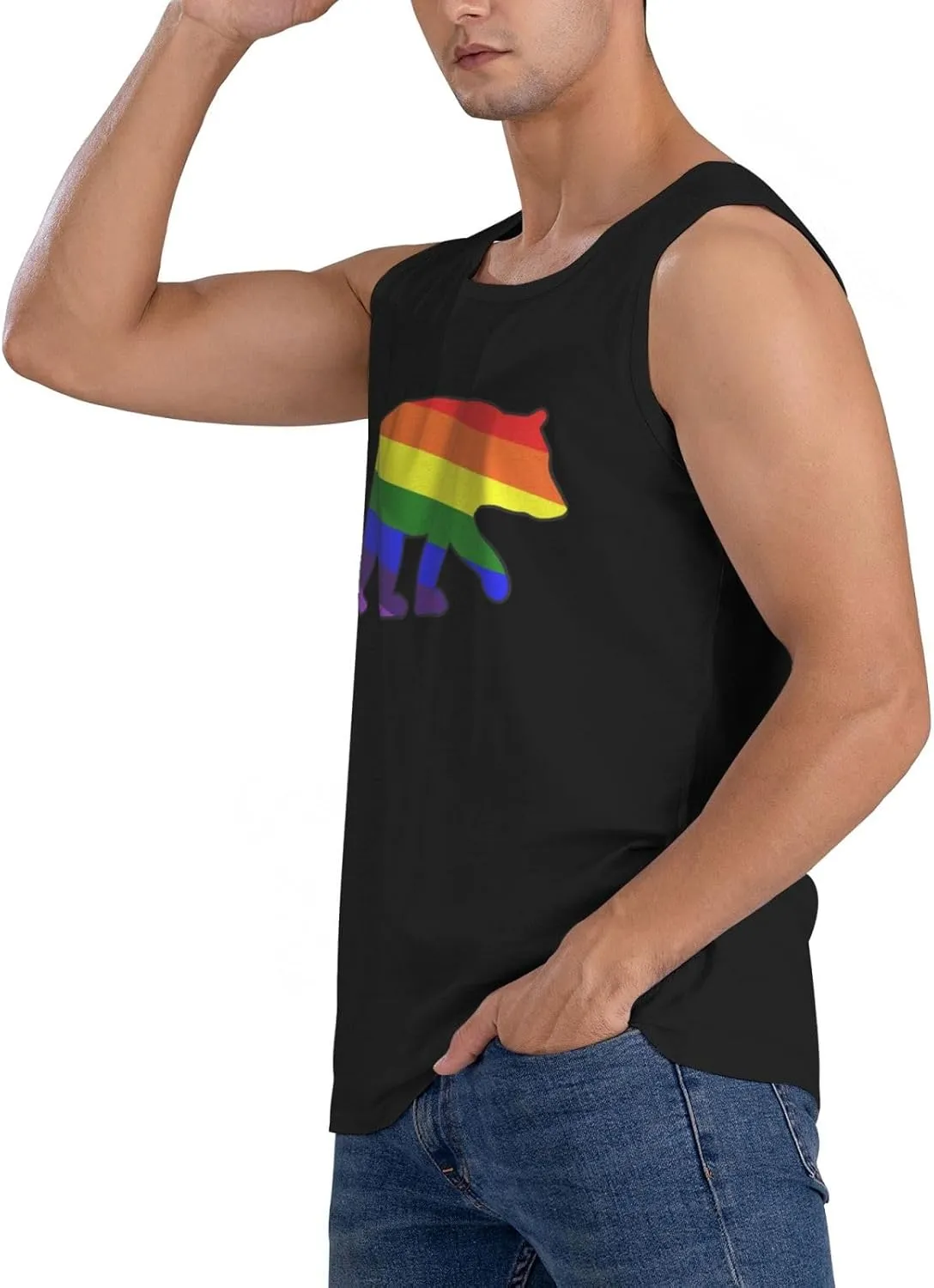 Men's Tank Top Sleeveless Tees Gay Bear Quick Dry Sport Shirts Muscle Workout Gym Beach T-Shirts