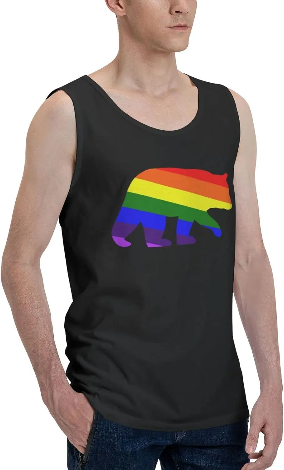 Men's Tank Top Sleeveless Tees Gay Bear Quick Dry Sport Shirts Muscle Workout Gym Beach T-Shirts