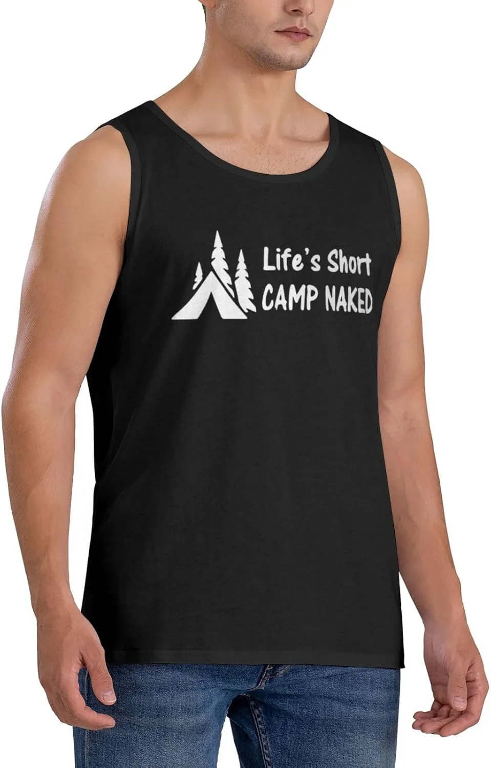 Men's Tank Top Sleeveless Tees Lifes Short Camps Naked Hiker Hiking Quick Dry Sport Shirts Muscle Workout Gym Beach T-Shirts