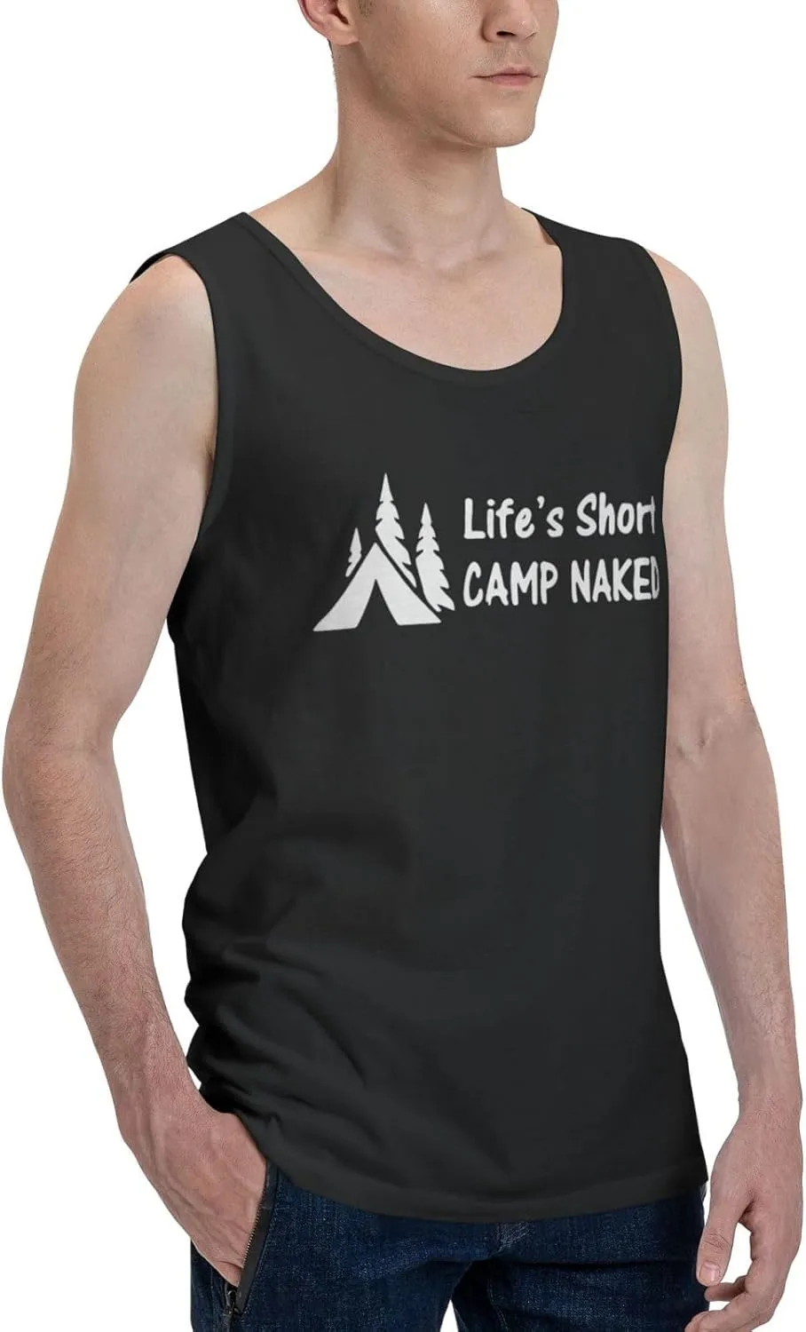 Men's Tank Top Sleeveless Tees Lifes Short Camps Naked Hiker Hiking Quick Dry Sport Shirts Muscle Workout Gym Beach T-Shirts