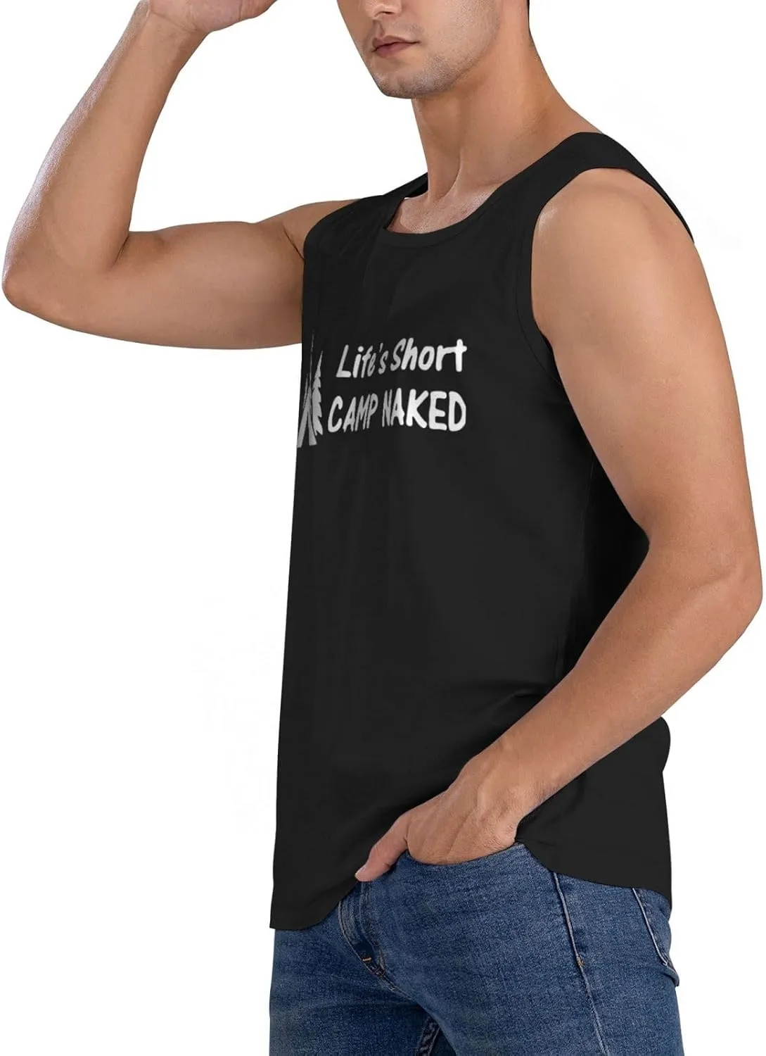 Men's Tank Top Sleeveless Tees Lifes Short Camps Naked Hiker Hiking Quick Dry Sport Shirts Muscle Workout Gym Beach T-Shirts