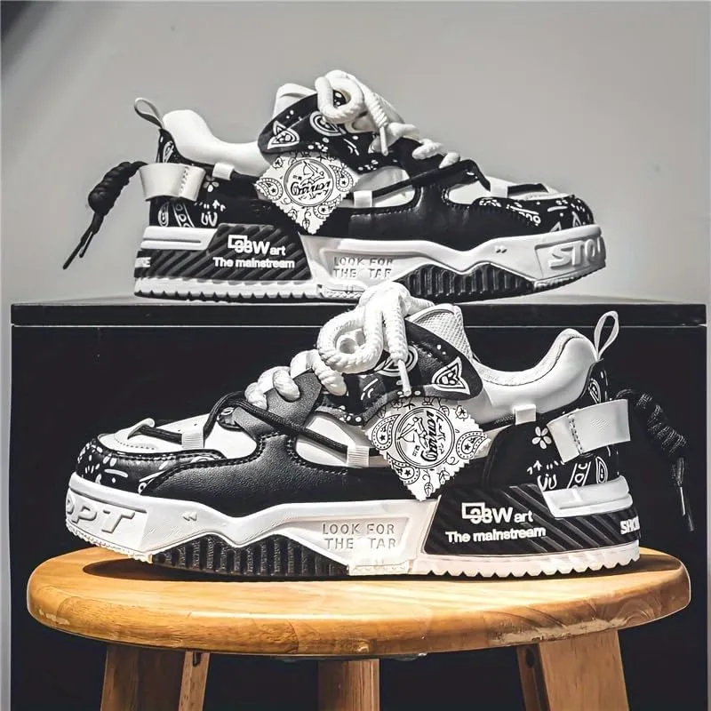 Men's Trendy Stylish Sneakers, Comfortable Wear- Superior Grip, Ventilated Comfort - Secure Lace-up Sneakers for Everyday Style, Street Style Footwear