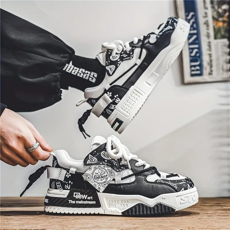 Men's Trendy Stylish Sneakers, Comfortable Wear- Superior Grip, Ventilated Comfort - Secure Lace-up Sneakers for Everyday Style, Street Style Footwear