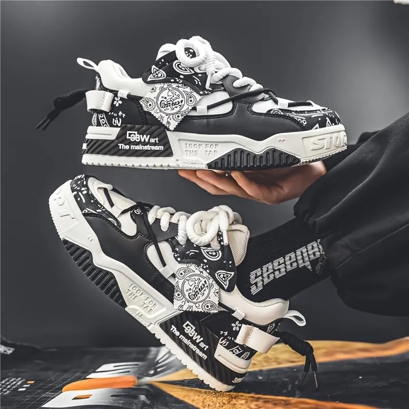 Men's Trendy Stylish Sneakers, Comfortable Wear- Superior Grip, Ventilated Comfort - Secure Lace-up Sneakers for Everyday Style, Street Style Footwear