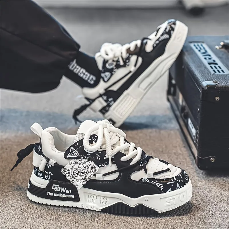 Men's Trendy Stylish Sneakers, Comfortable Wear- Superior Grip, Ventilated Comfort - Secure Lace-up Sneakers for Everyday Style, Street Style Footwear
