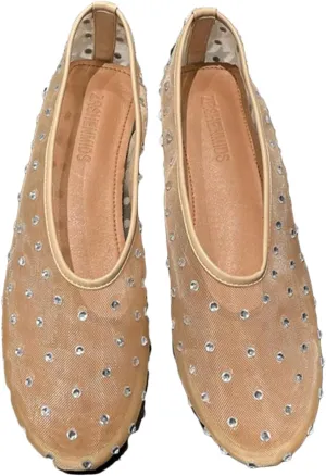 Mesh Ballet Flats For Women 2024 Summer Rhinestones Mesh Flat Sandals Casual Dressy Ballerina Flats Without Straps