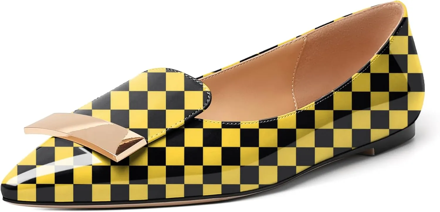 Mettesally Women Buckle Flats Shoes, Pointed Toe Slip On Comfortable Flats, Dressy Daily Casual Ballet Flat Shoes