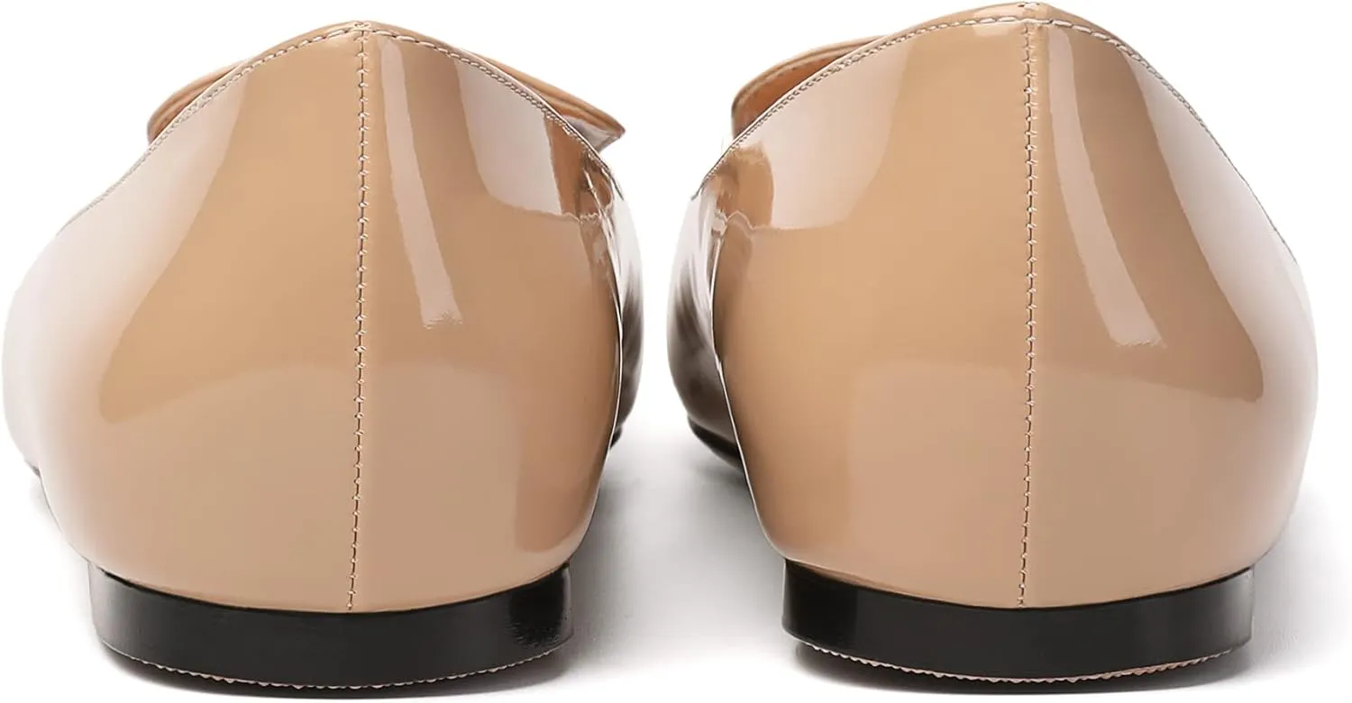 Mettesally Women Buckle Flats Shoes, Pointed Toe Slip On Comfortable Flats, Dressy Daily Casual Ballet Flat Shoes