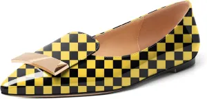 Mettesally Women Buckle Flats Shoes, Pointed Toe Slip On Comfortable Flats, Dressy Daily Casual Ballet Flat Shoes