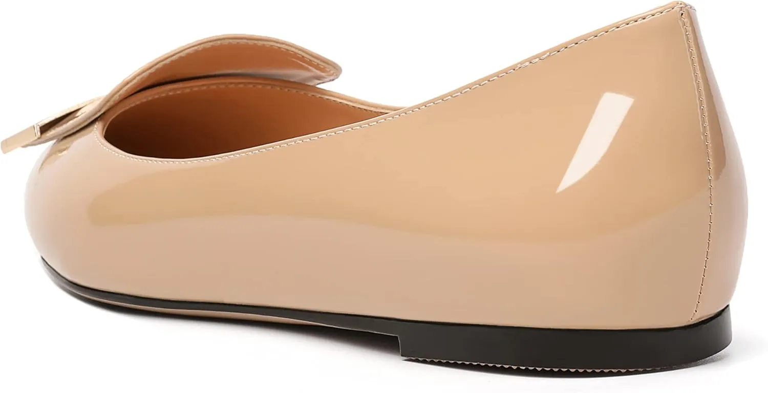 Mettesally Women Buckle Flats Shoes, Pointed Toe Slip On Comfortable Flats, Dressy Daily Casual Ballet Flat Shoes