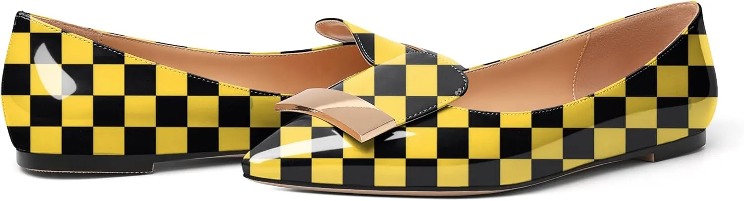 Mettesally Women Buckle Flats Shoes, Pointed Toe Slip On Comfortable Flats, Dressy Daily Casual Ballet Flat Shoes