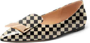 Mettesally Women Buckle Flats Shoes, Pointed Toe Slip On Comfortable Flats, Dressy Daily Casual Ballet Flat Shoes