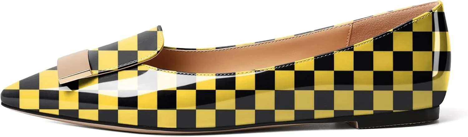 Mettesally Women Buckle Flats Shoes, Pointed Toe Slip On Comfortable Flats, Dressy Daily Casual Ballet Flat Shoes