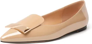 Mettesally Women Buckle Flats Shoes, Pointed Toe Slip On Comfortable Flats, Dressy Daily Casual Ballet Flat Shoes