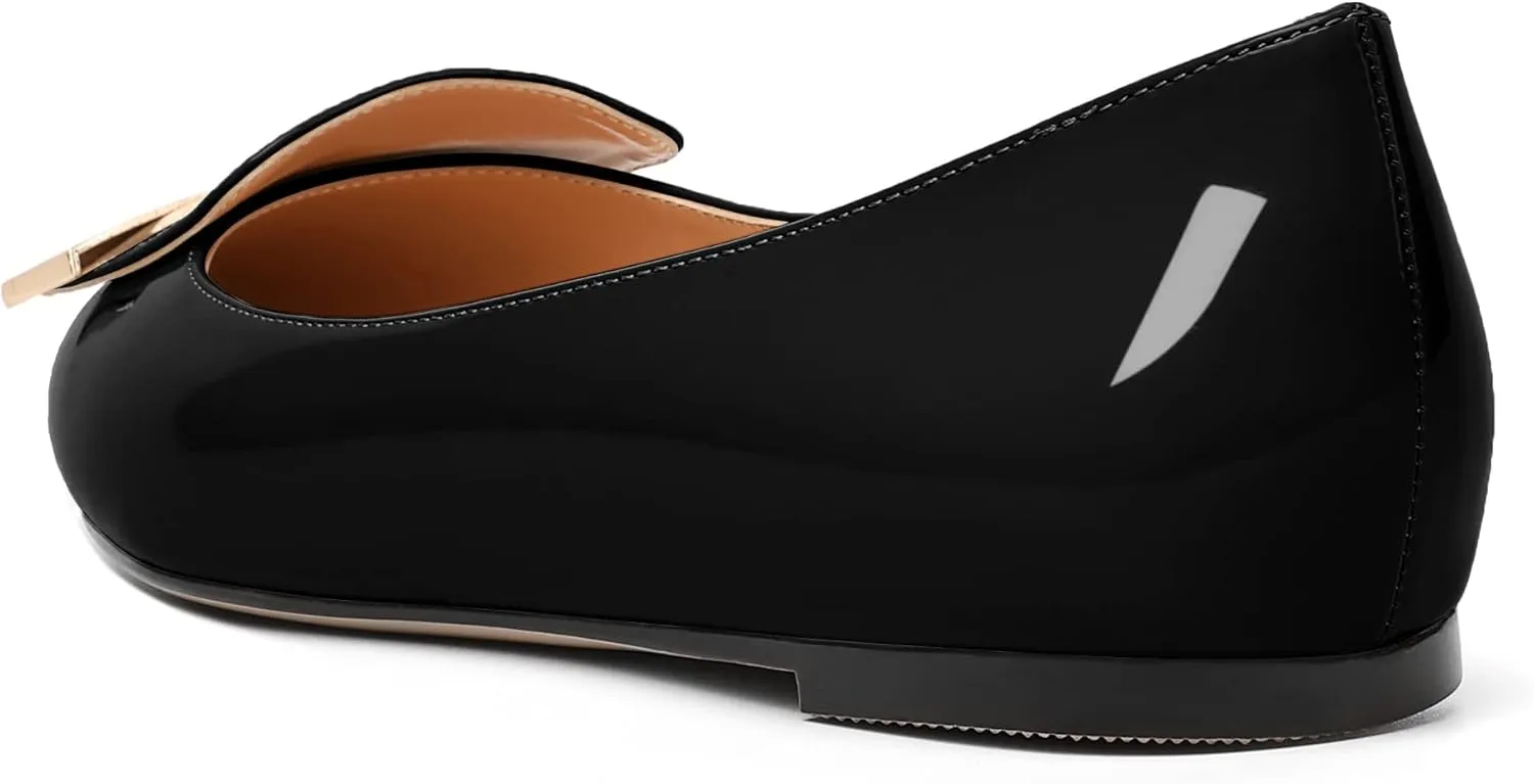 Mettesally Women Buckle Flats Shoes, Pointed Toe Slip On Comfortable Flats, Dressy Daily Casual Ballet Flat Shoes