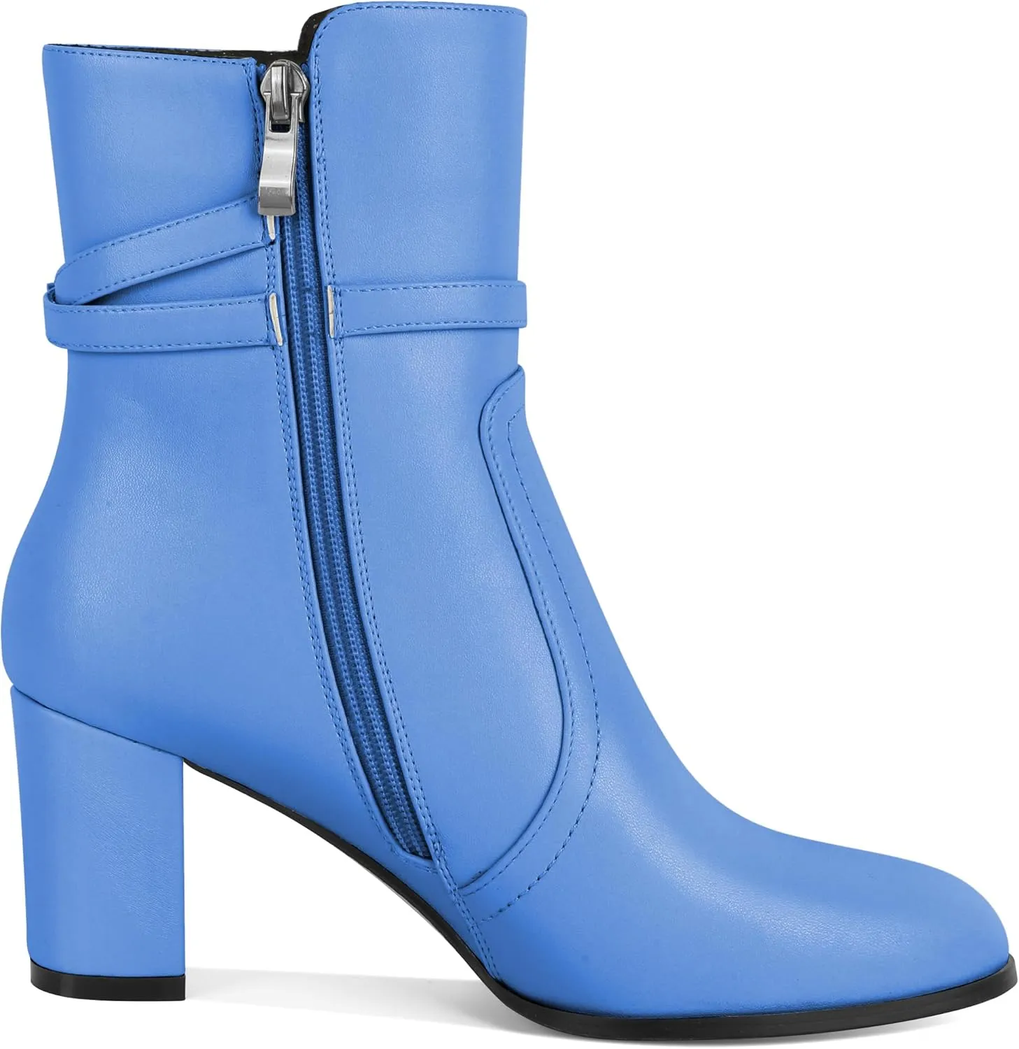 Mettesally Womens Ankle Boots Chunky Heels Round Toe Side Zipper Fall Winter Ankle Booties 2.8 Inches