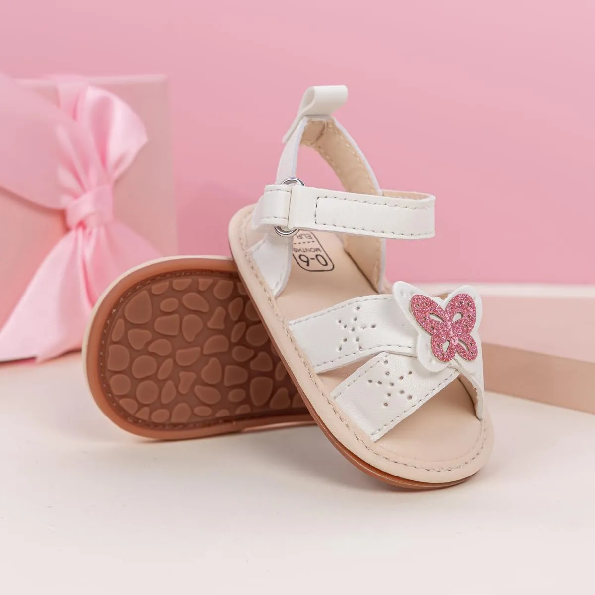 Miamooi Infant Baby Girls Boys Sandals Summer Bowknot Crib Shoes Toddler Pu Leather Flower Soft Rubber Sole Dress Flats First Walker Shoes