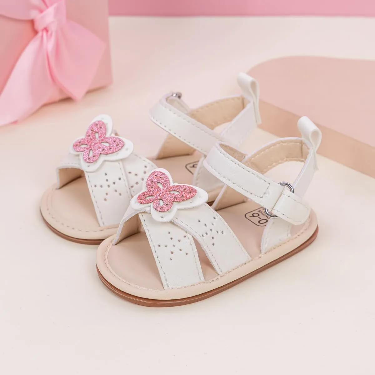 Miamooi Infant Baby Girls Boys Sandals Summer Bowknot Crib Shoes Toddler Pu Leather Flower Soft Rubber Sole Dress Flats First Walker Shoes