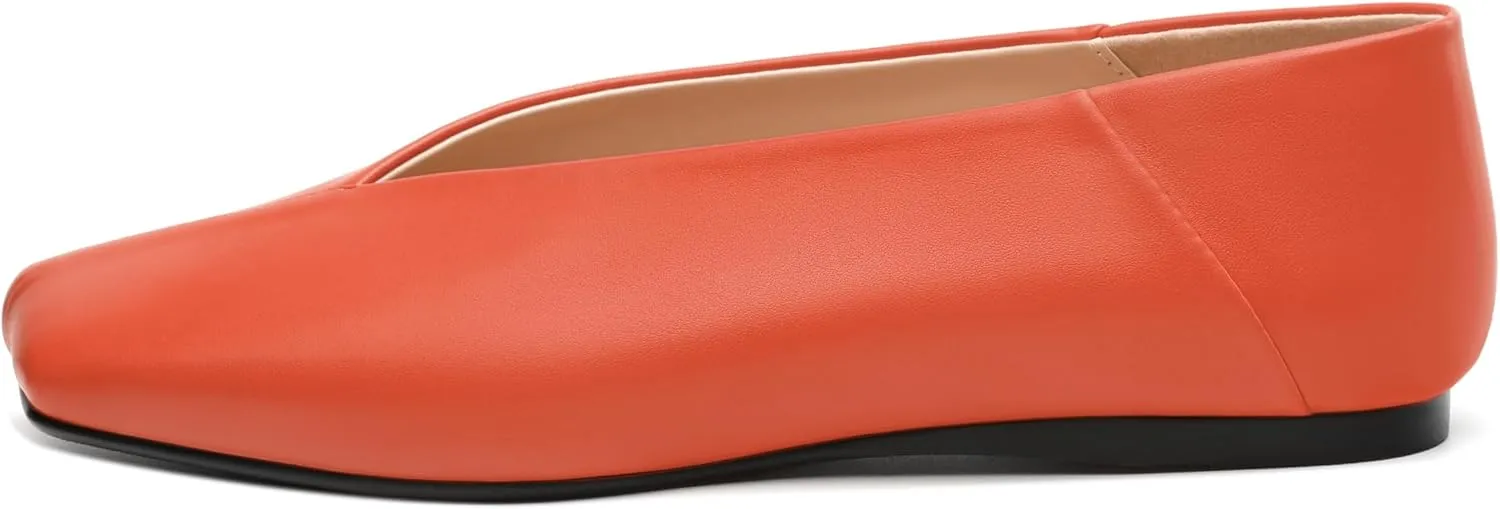 MODENCOCO Womens Flats Square Toe Ballet Flat for Women Loafers Flats Dress Shoes Comfortable Business Casual Work Shoes