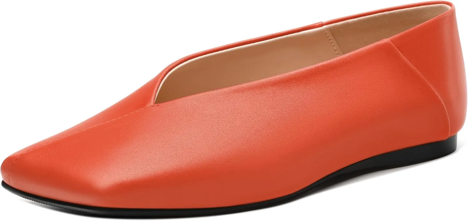 MODENCOCO Womens Flats Square Toe Ballet Flat for Women Loafers Flats Dress Shoes Comfortable Business Casual Work Shoes