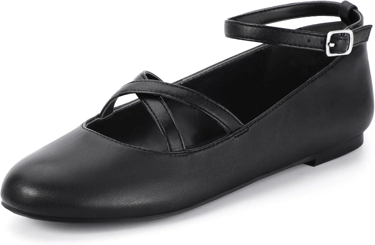 Mofri ShowHow Womens Mary Jane Flats Round Toe Mary Jane Shoes Ankle Strap Ballet Flats Shoes Wedding Casual Office Dress Shoes