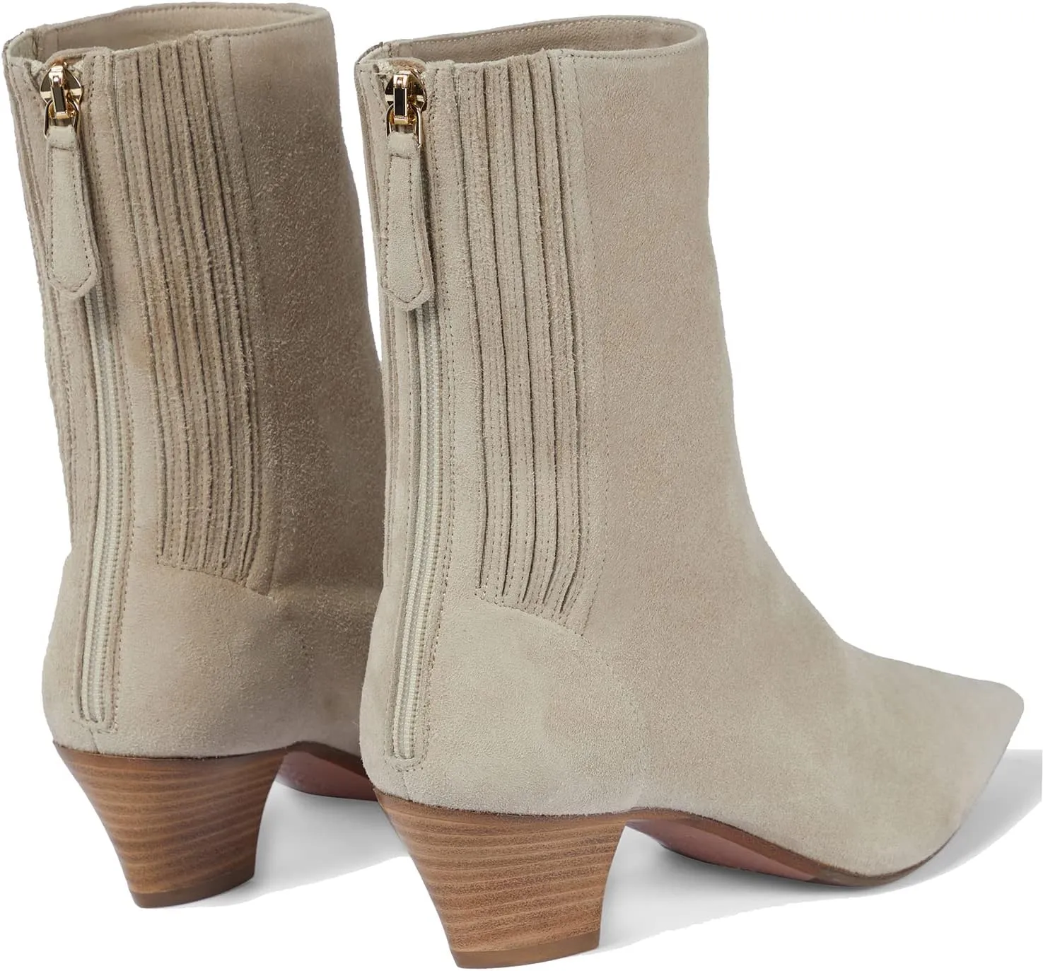 MOOMMO Women Low Chunky Stacked Heel Mid Calf Cowboy Boots Pointed Toe Back Zipper 2 Inch Mid Block Heel Crocodile Western Cowgirl Boots Suede Leather Vintage Retro Sock Boots Winter Fall 4-11 M US