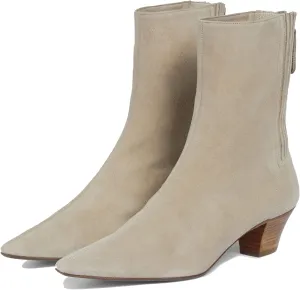 MOOMMO Women Low Chunky Stacked Heel Mid Calf Cowboy Boots Pointed Toe Back Zipper 2 Inch Mid Block Heel Crocodile Western Cowgirl Boots Suede Leather Vintage Retro Sock Boots Winter Fall 4-11 M US