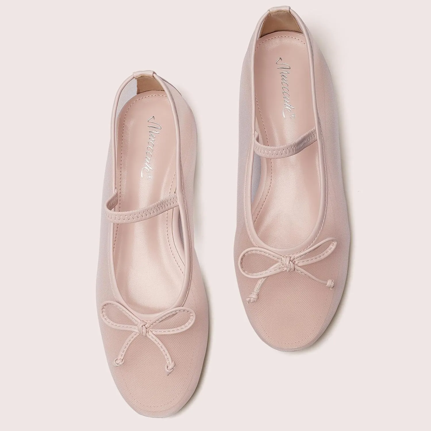 MUCCCUTE Mesh Ballet Flats for Women Round Toe Mesh Mary Jane Flats Shoes with Strap Ballerina Shoes Casual Dressy Office