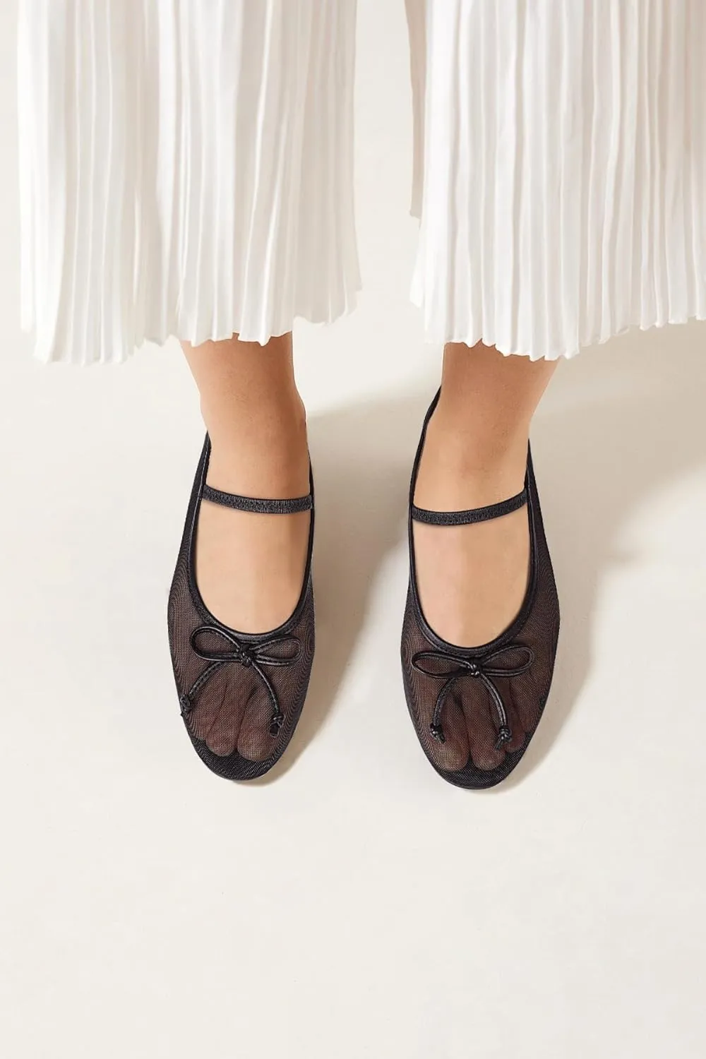 MUCCCUTE Mesh Ballet Flats for Women Round Toe Mesh Mary Jane Flats Shoes with Strap Ballerina Shoes Casual Dressy Office