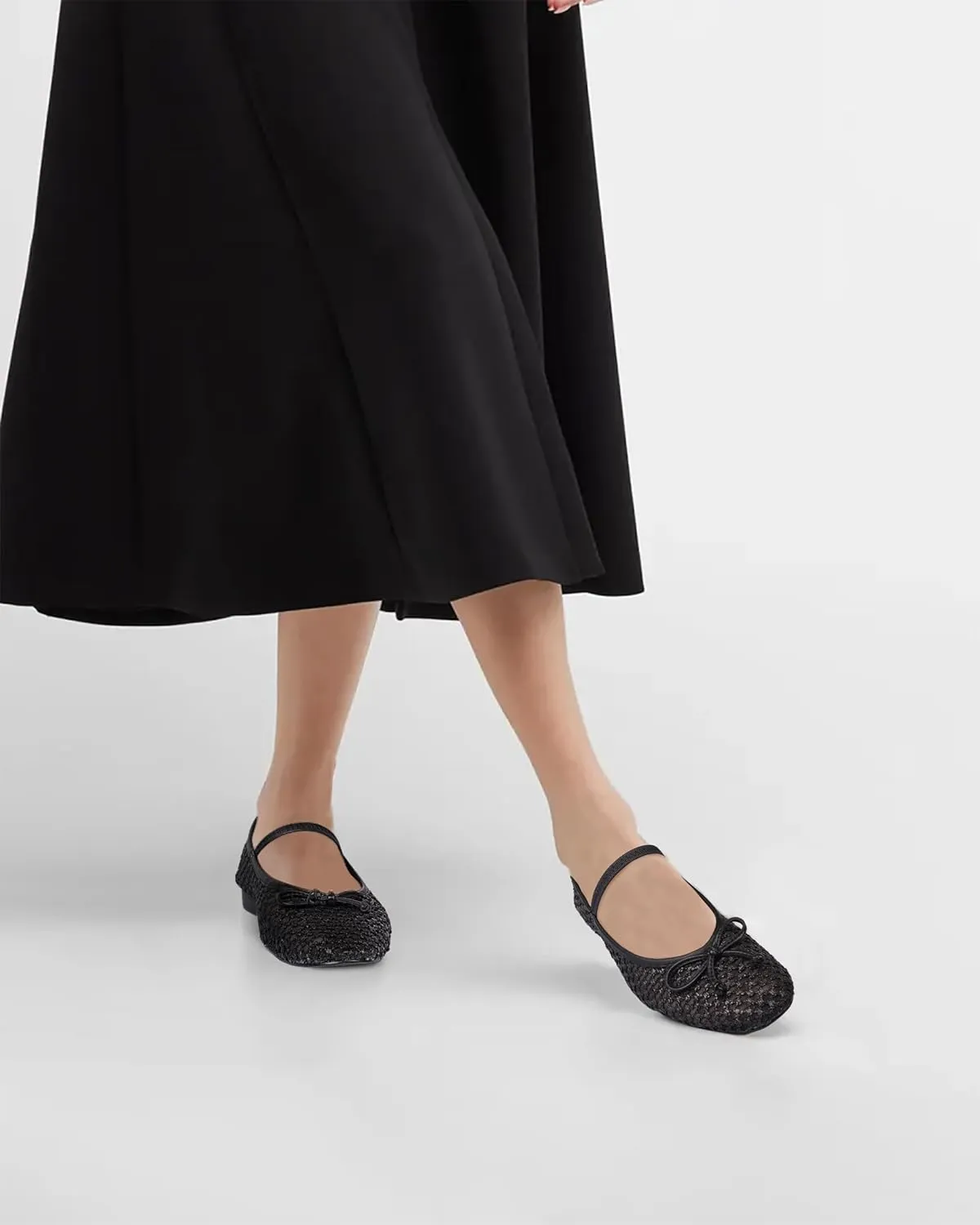 MUCCCUTE Mesh Ballet Flats for Women Round Toe Mesh Mary Jane Flats Shoes with Strap Ballerina Shoes Casual Dressy Office