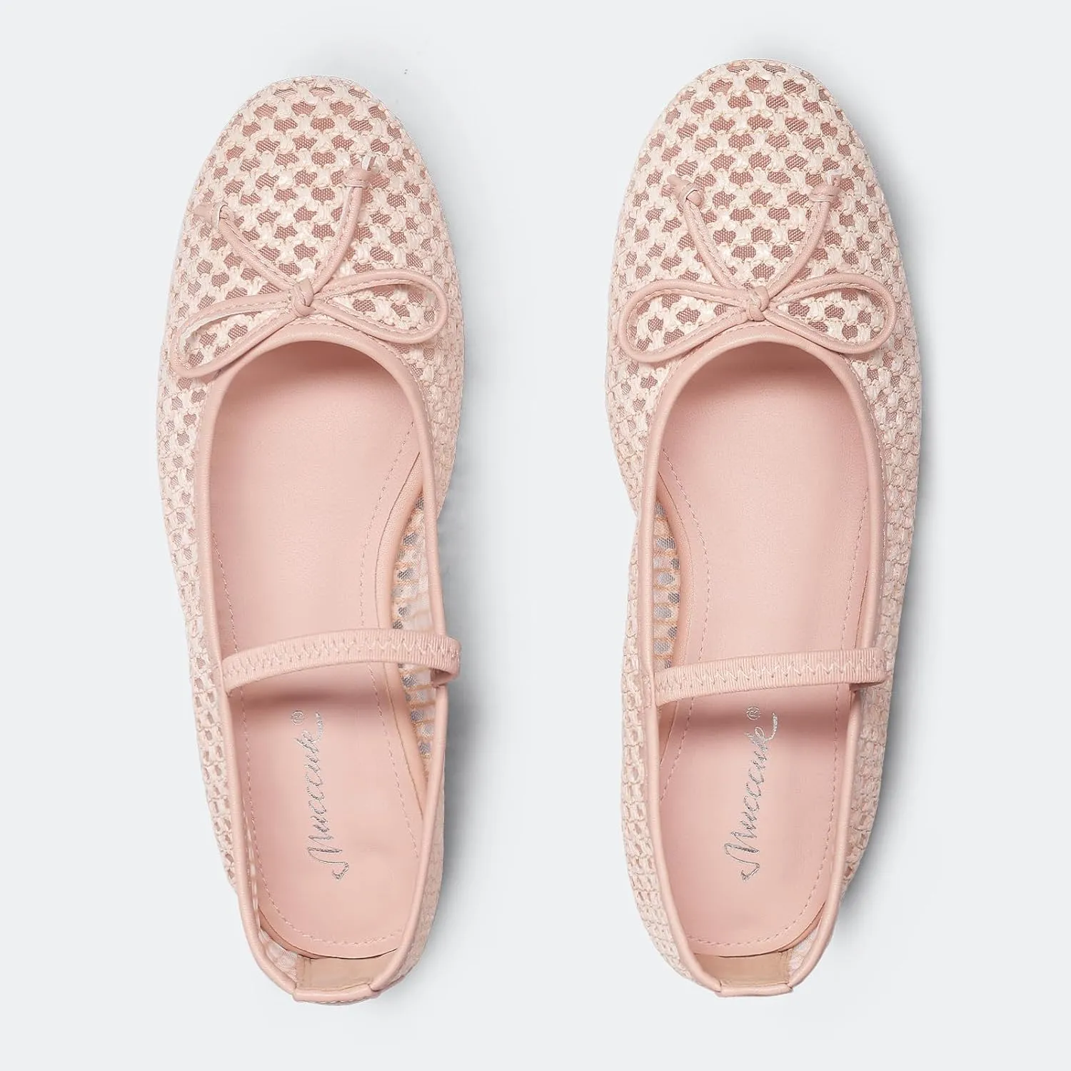 MUCCCUTE Mesh Ballet Flats for Women Round Toe Mesh Mary Jane Flats Shoes with Strap Ballerina Shoes Casual Dressy Office