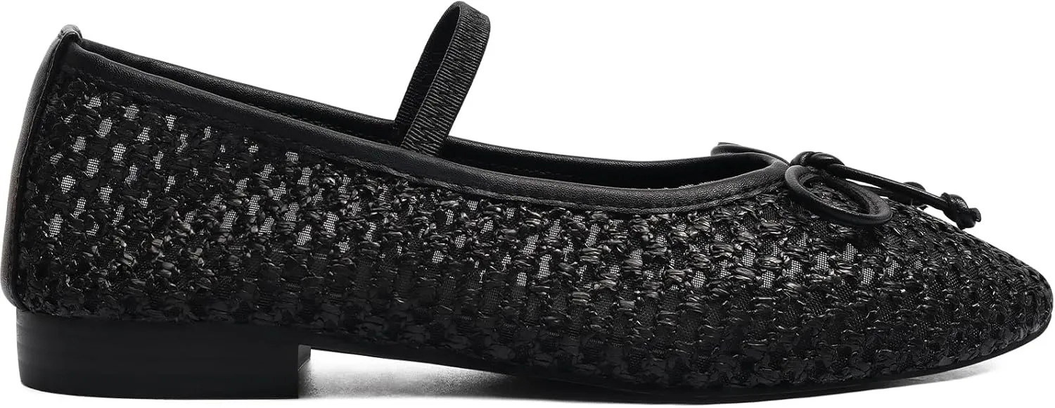 MUCCCUTE Mesh Ballet Flats for Women Round Toe Mesh Mary Jane Flats Shoes with Strap Ballerina Shoes Casual Dressy Office