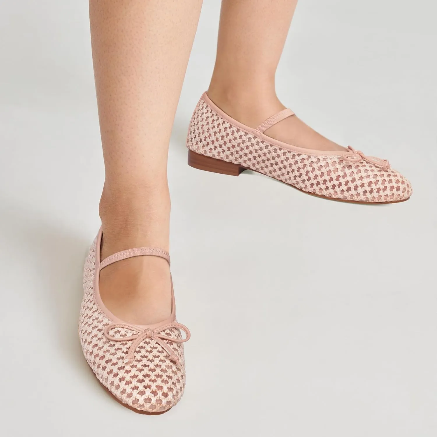 MUCCCUTE Mesh Ballet Flats for Women Round Toe Mesh Mary Jane Flats Shoes with Strap Ballerina Shoes Casual Dressy Office
