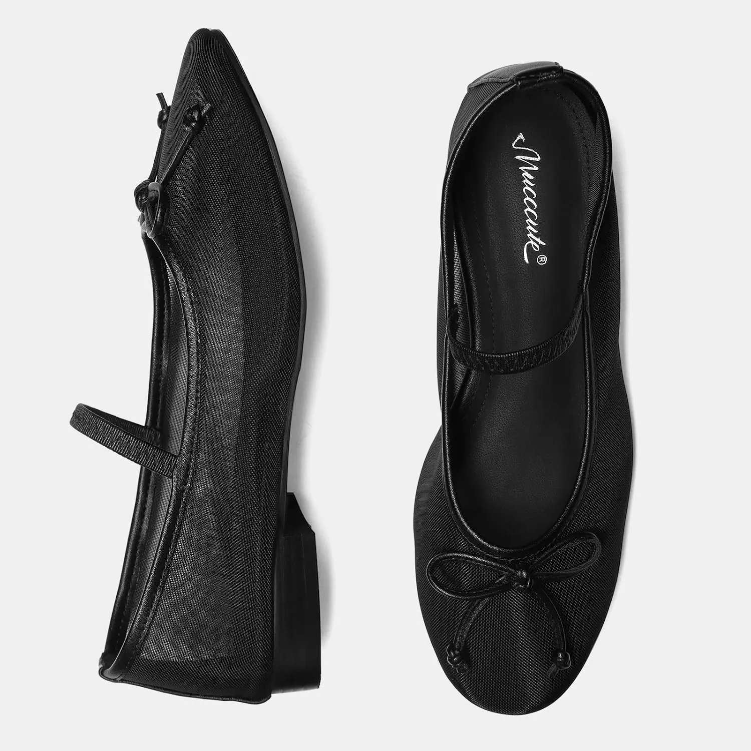 MUCCCUTE Mesh Ballet Flats for Women Round Toe Mesh Mary Jane Flats Shoes with Strap Ballerina Shoes Casual Dressy Office