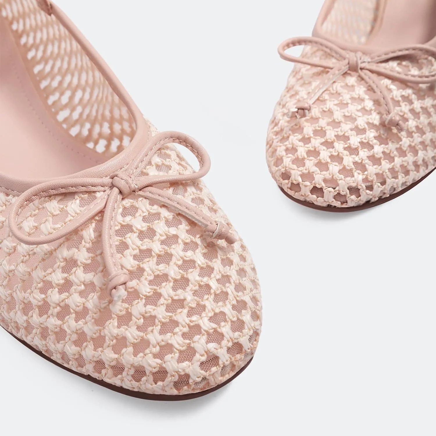 MUCCCUTE Mesh Ballet Flats for Women Round Toe Mesh Mary Jane Flats Shoes with Strap Ballerina Shoes Casual Dressy Office