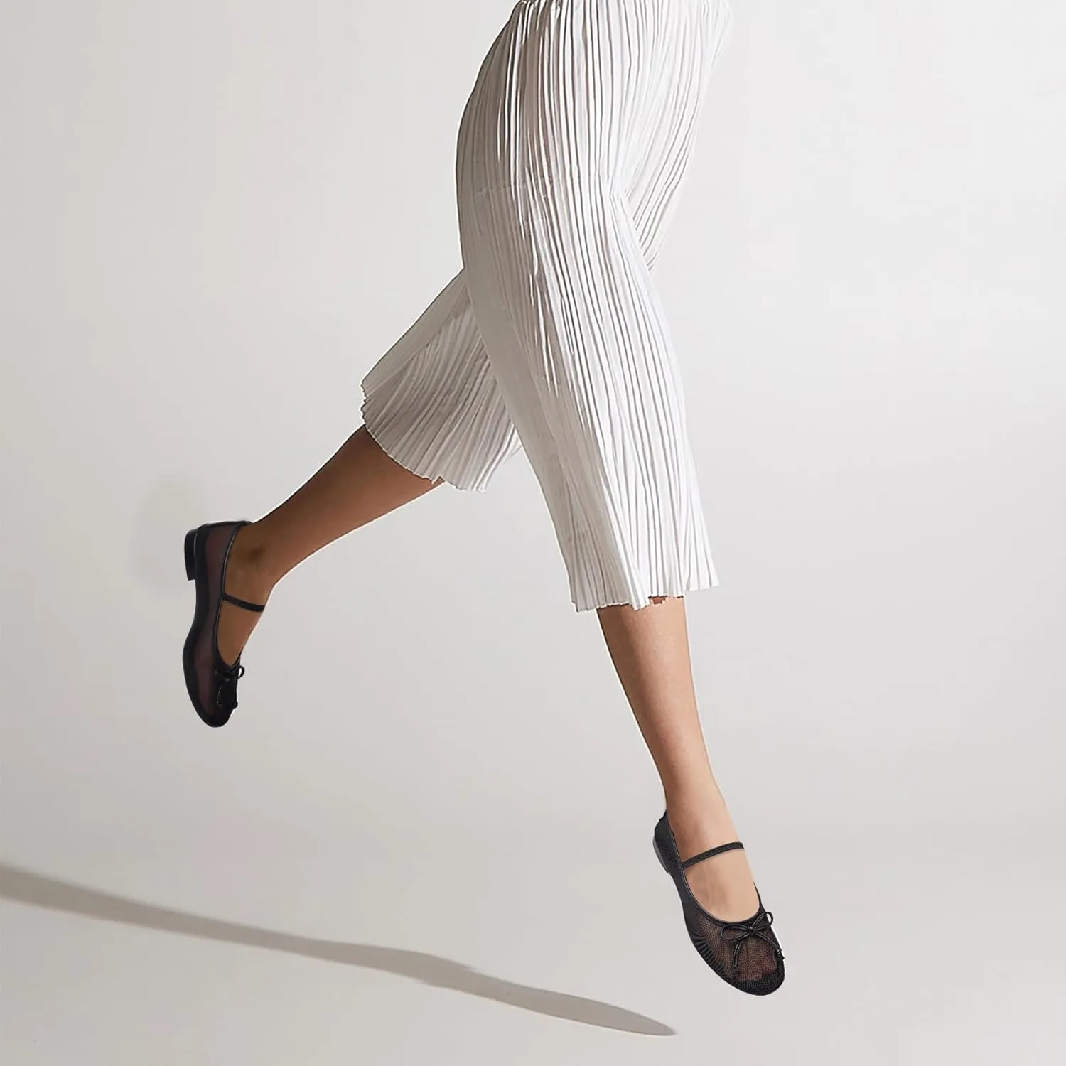 MUCCCUTE Mesh Ballet Flats for Women Round Toe Mesh Mary Jane Flats Shoes with Strap Ballerina Shoes Casual Dressy Office
