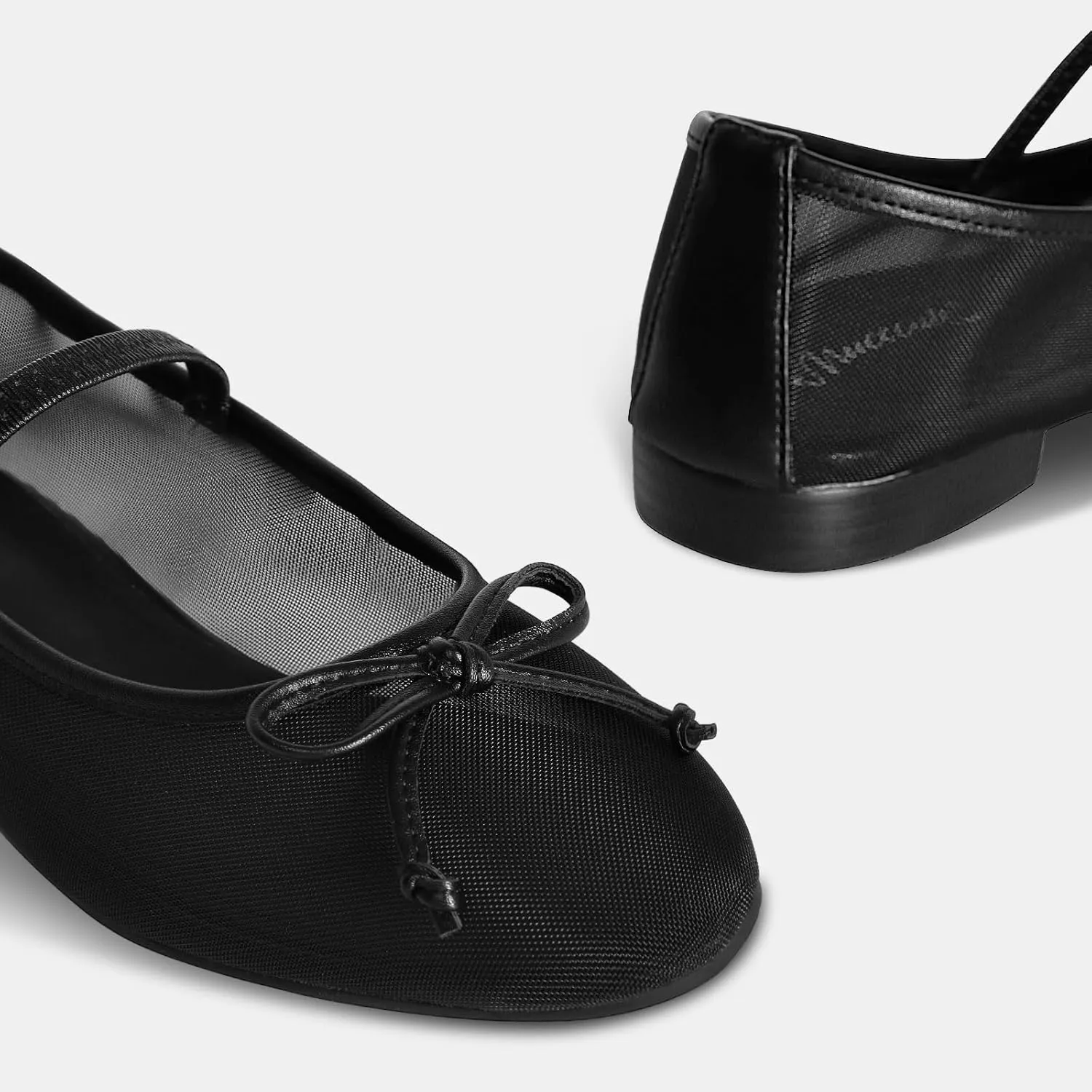 MUCCCUTE Mesh Ballet Flats for Women Round Toe Mesh Mary Jane Flats Shoes with Strap Ballerina Shoes Casual Dressy Office