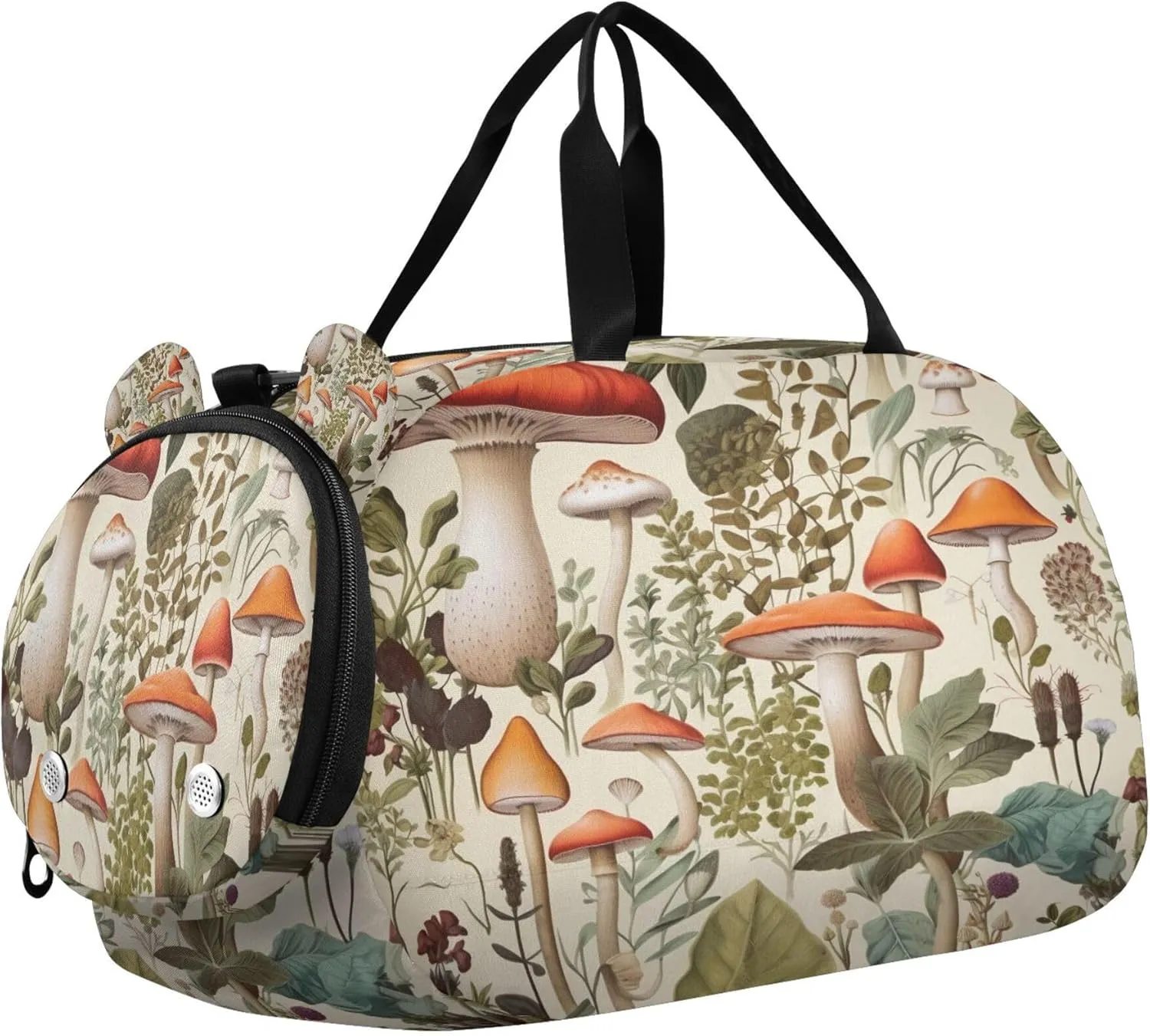 Mushroom Youth Sports & Travel Duffle Bag with Shoe Compartment,Waterproof Gym Bag for Girls and Boys (Overnight Essentials Organizer)