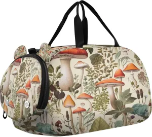Mushroom Youth Sports & Travel Duffle Bag with Shoe Compartment,Waterproof Gym Bag for Girls and Boys (Overnight Essentials Organizer)