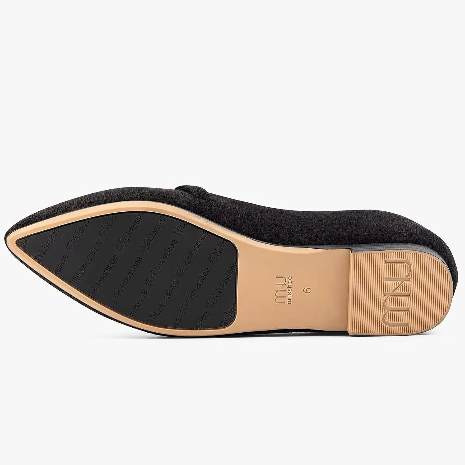 MUSSHOE Women Flats Comfortable Pointed Toe Flats Shoes with Strap PU Leather Slip on Shoes for Women