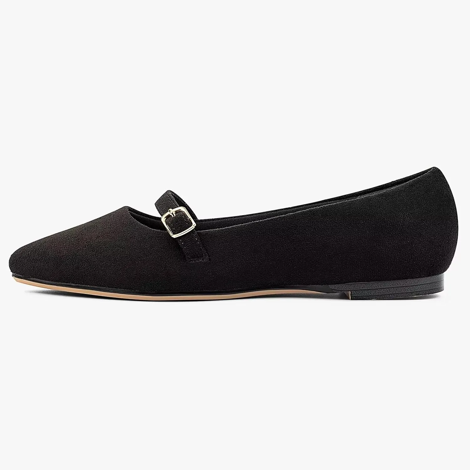 MUSSHOE Women Flats Comfortable Pointed Toe Flats Shoes with Strap PU Leather Slip on Shoes for Women