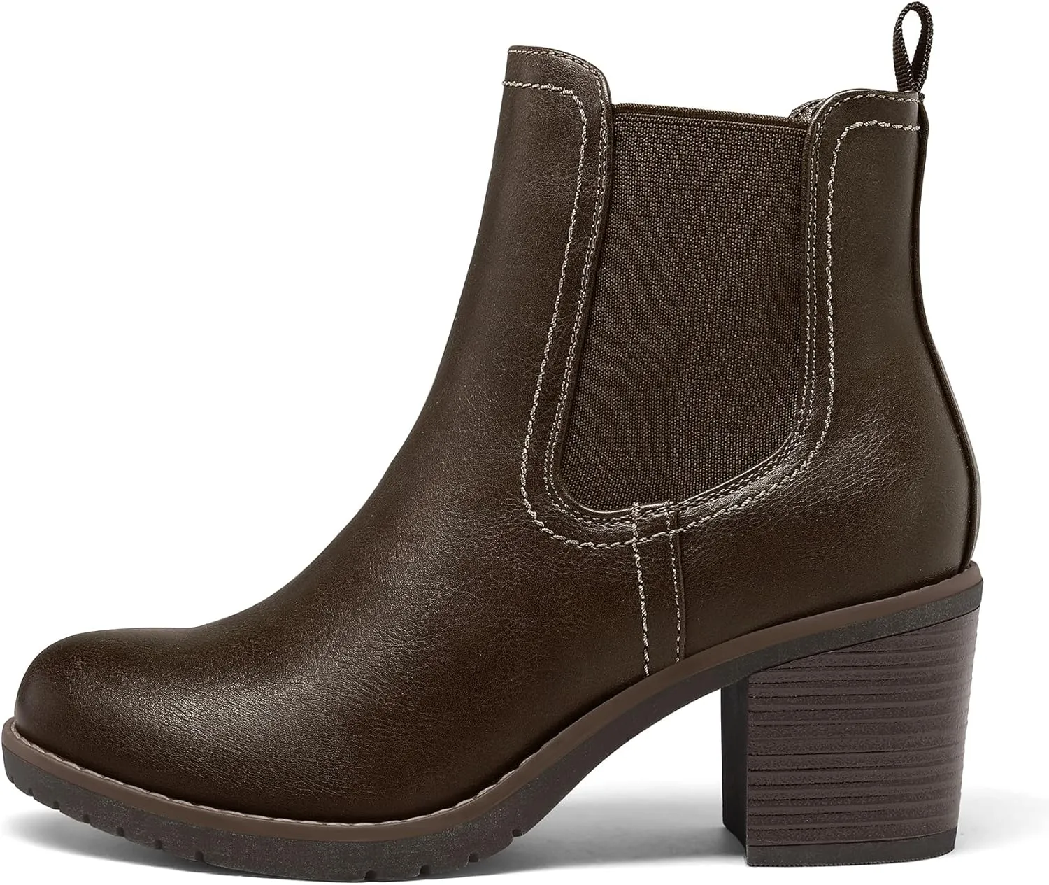 mysoft Women's Ankle Chelsea Boots Slip On Low Chunky Stacked Heel Booties