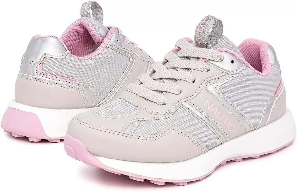 Nautica Girls' Sneakers - Lace-Up Tennis Shoes, Casual & Comfortable for Toddlers,Toddler, Little Kids & Big Kids (Platform/Regular)
