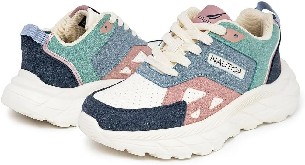 Nautica Girls' Sneakers - Lace-Up Tennis Shoes, Casual & Comfortable for Toddlers,Toddler, Little Kids & Big Kids (Platform/Regular)