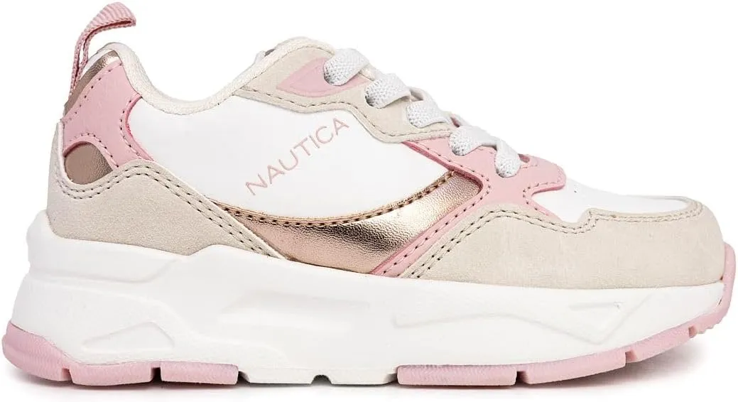 Nautica Girls' Sneakers - Lace-Up Tennis Shoes, Casual & Comfortable for Toddlers,Toddler, Little Kids & Big Kids (Platform/Regular)