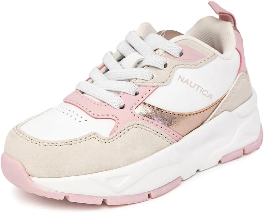 Nautica Girls' Sneakers - Lace-Up Tennis Shoes, Casual & Comfortable for Toddlers,Toddler, Little Kids & Big Kids (Platform/Regular)