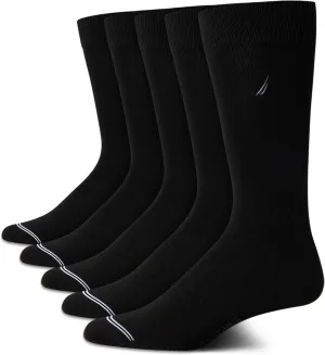 Nautica Mens Dress Socks - 5 Pack Breathable Comfort Stretch Crew-Length Work Socks for Men for Business Formal Wear (6-12.5)